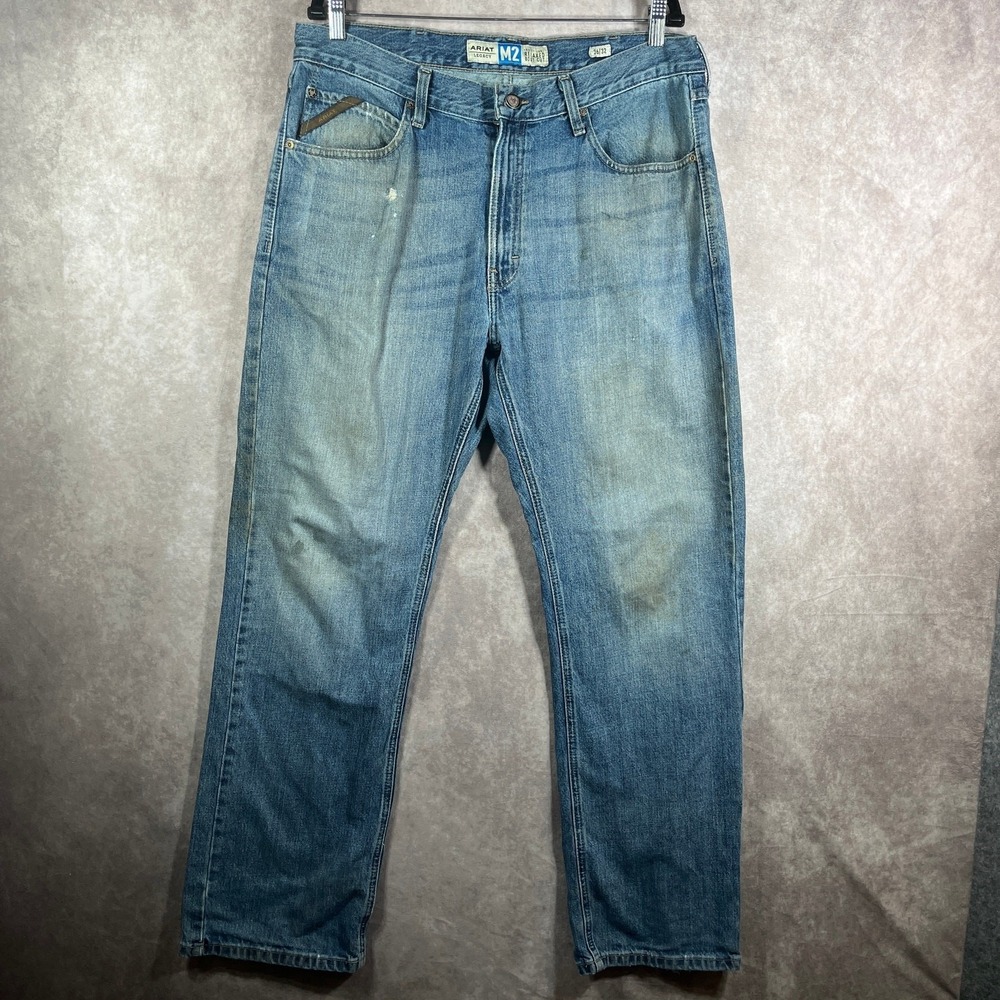 Ariat‎ M2 Relaxed Bootcut Jeans Mens 36X32 Blue Denim Medium Wash Western Cowboy